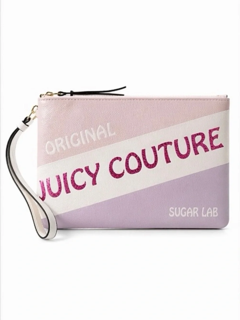 JUICY COUTURE Pink Purple & White Bag Wristlet Clutch NWT